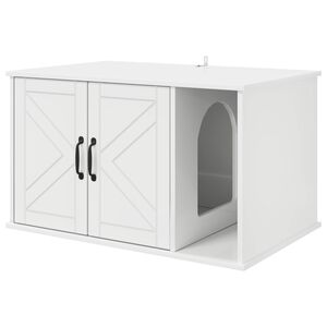 vidaXL Kattenhuis Glanzend Wit 85 x 55 x 50 cm Bewerkt hout