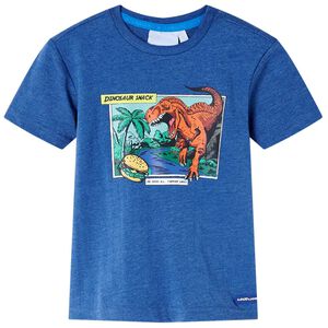 Kindershirt 116 gem&ecirc;leerd donkerblauw