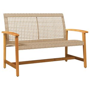 vidaXL Tuinbank 112 cm poly rattan en acaciahout beige