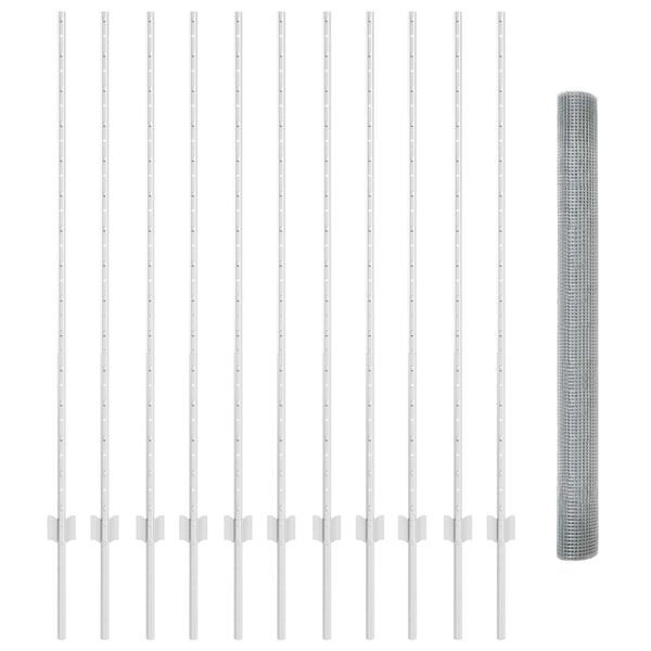 vidaXL Hek met Paal Zilver 1,4 x 25 m Staal