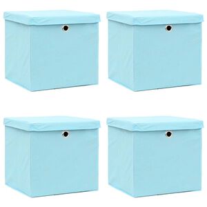 vidaXL Opbergboxen met deksel 4 st 32x32x32 cm stof babyblauw