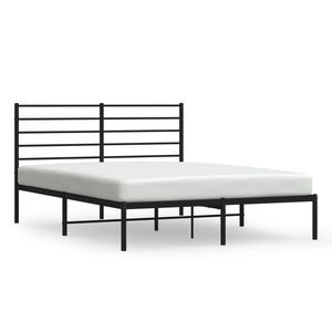 vidaXL Bedframe met hoofdbord metaal zwart 140x200 cm