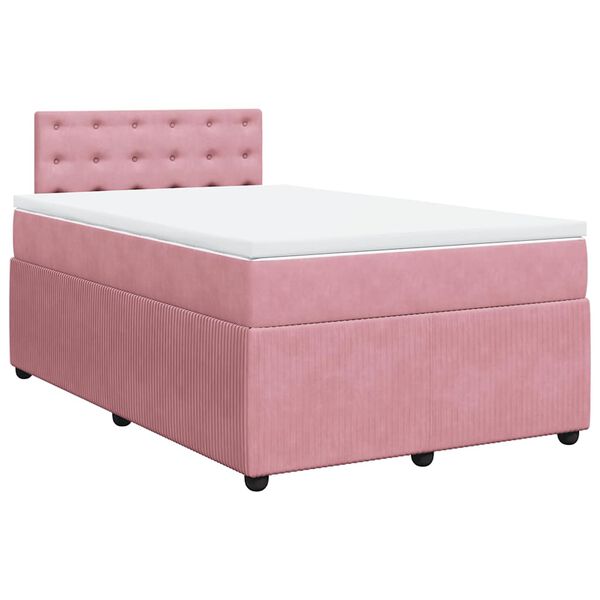 vidaXL Boxspring met matras fluweel roze 120x190 cm