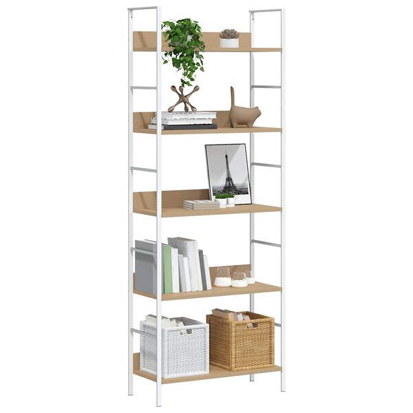 vidaXL Boekenkast 5 schappen 60x27,6x158,5 cm bewerkt hout eikenkleur