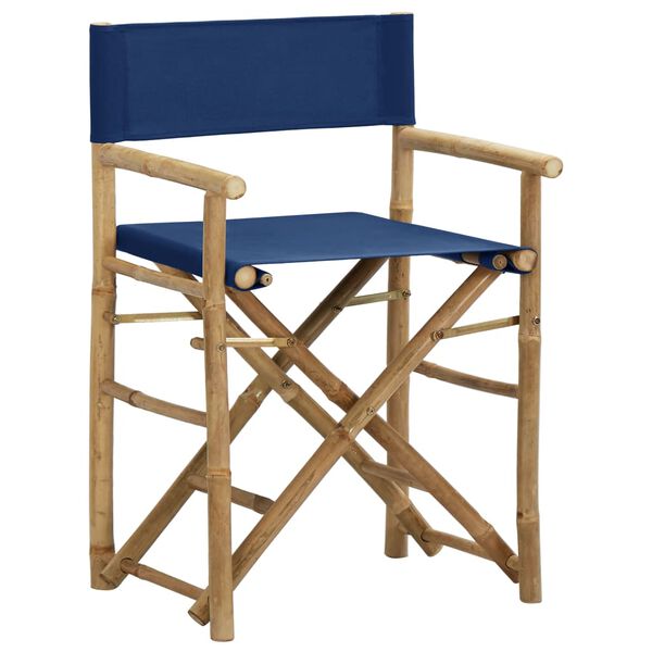 vidaXL Regisseursstoelen 2 st inklapbaar blauw bamboe en stof