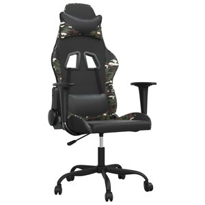 vidaXL Massage gamestoel kunstleer zwart en camouflage