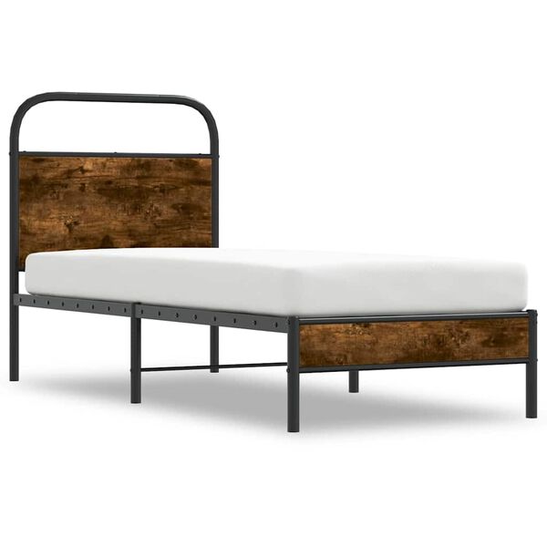 vidaXL Bedframe zonder matras bewerkt hout gerookt eiken 75x190 cm
