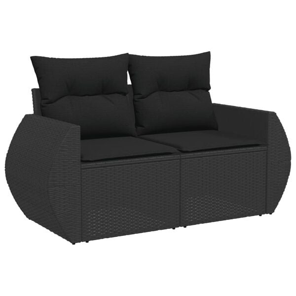 vidaXL 4-delige Loungeset met kussens poly rattan zwart