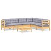 vidaXL 7-delige Loungeset met grijze kussens massief grenenhout