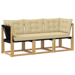 vidaXL Outdoor Midden- en Hoeksalon met kussen 3 Stuk Wit