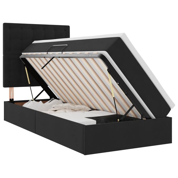 vidaXL Opbergbed met LED met matras met LED Zwart 90 x 190 cm Fluweel
