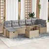 vidaXL Tuin Sofa Set met kussen met opslag 8 pcs Beige Poly riet