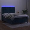 vidaXL Boxspring met matras en LED fluweel donkerblauw 140x200 cm