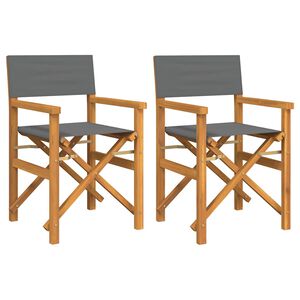 vidaXL Regisseursstoelen inklapbaar 2 st massief teakhout grijs