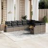 vidaXL 9-delige Loungeset met kussens poly rattan grijs