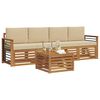 vidaXL Sofa-Sets 5 pcs Natuurlijk en Beige Massief Acaciahout