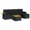 vidaXL 6-delige Loungeset met kussens poly rattan zwart