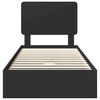 vidaXL Opslag bed met hoofdeinde Zwart 75 x 190 cm Bewerkt hout
