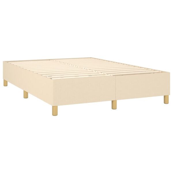 vidaXL Boxspring met matras stof cr&egrave;mekleurig 140x190 cm