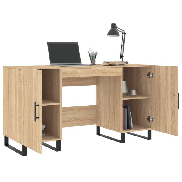 vidaXL Bureau 140x50x75 cm bewerkt hout sonoma eikenkleurig