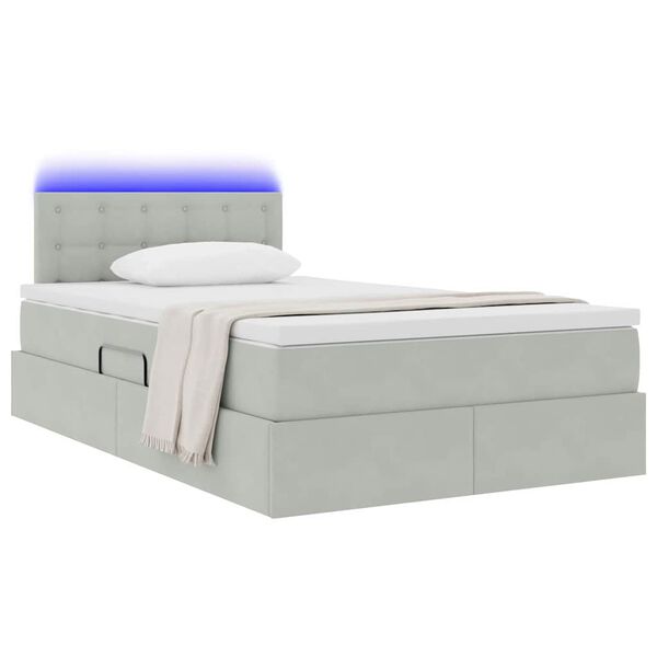vidaXL Opbergbed met LED met matras Lichtgrijs 120 x 200 cm Fluweel