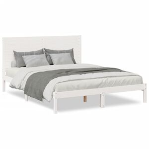 vidaXL Bedframe extra lang zonder matras massief hout wit 160x220 cm