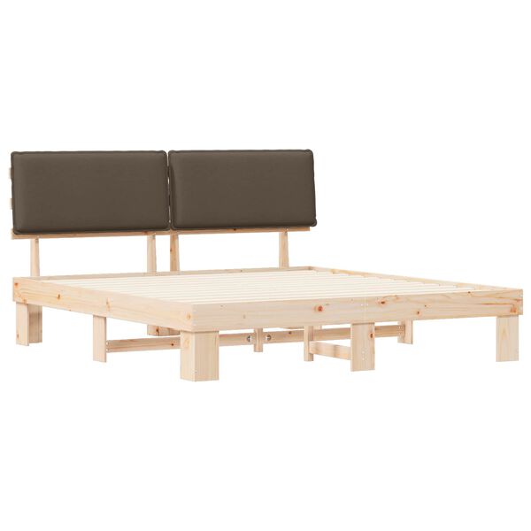 vidaXL Bedframe met Gevoerd Hoofdgedeelte Taupe 200 x 200 cm