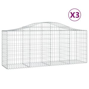 vidaXL Schanskorven 3 st gewelfd 200x50x80/100 cm gegalvaniseerd ijzer