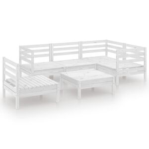 vidaXL 6-delige Loungeset massief grenenhout wit