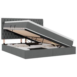 vidaXL Opbergbed met LED met matras Donkergrijs 180 x 200 cm Polyester