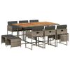 vidaXL 11-delige Tuinset met kussens poly rattan grijs