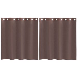 vidaXL Gordijnen voile met doorvoertules 2 st 140x140 cm bruin