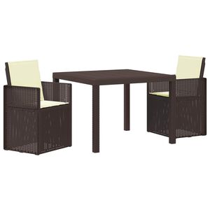 vidaXL Tuin eettafelset 3 st Bruin en cr&egrave;mekleurig PP