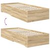 vidaXL Bedframe Sonoma Eiken en Zilver 75 x 190 cm Bewerkt hout