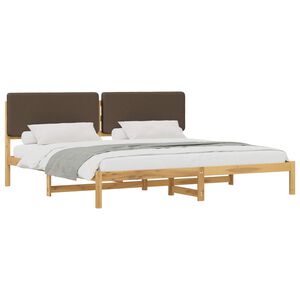 vidaXL Bedframe met gestoffeerd hoofdbord Whitewash en taupe
