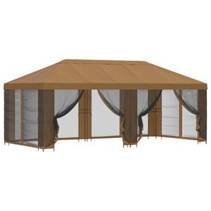 vidaXL Tuin Gazebo met Zijwanden 6 x 3 m Beige Polyester en staal