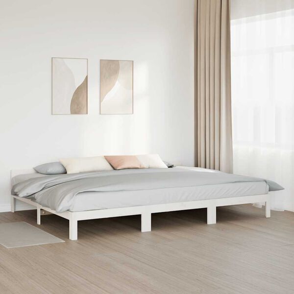 vidaXL Bedframe Family zonder matras 240x200 cm massief grenenhout wit