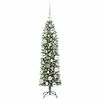 vidaXL Kunstmatige slanke kerstboom met 150 LED Groen en wit 120 cm