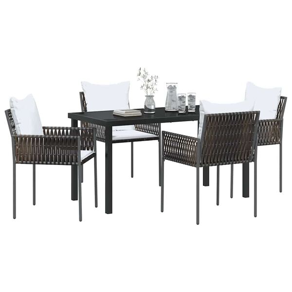 vidaXL Tuin eettafelset 5 pcs Bruin en zwart PE Rattan