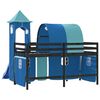 vidaXL Kinderhoogslaper met toren 90x190 cm massief grenenhout blauw