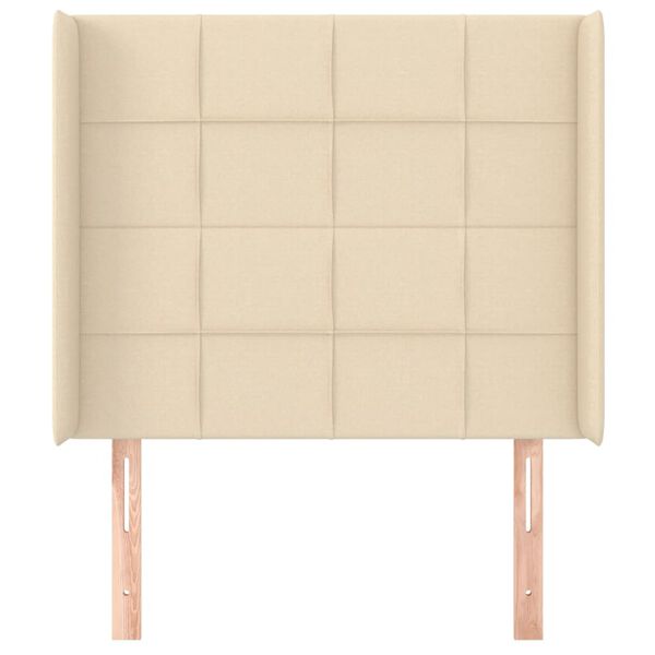 vidaXL Hoofdbord met randen 103x16x118/128 cm stof cr&egrave;mekleurig