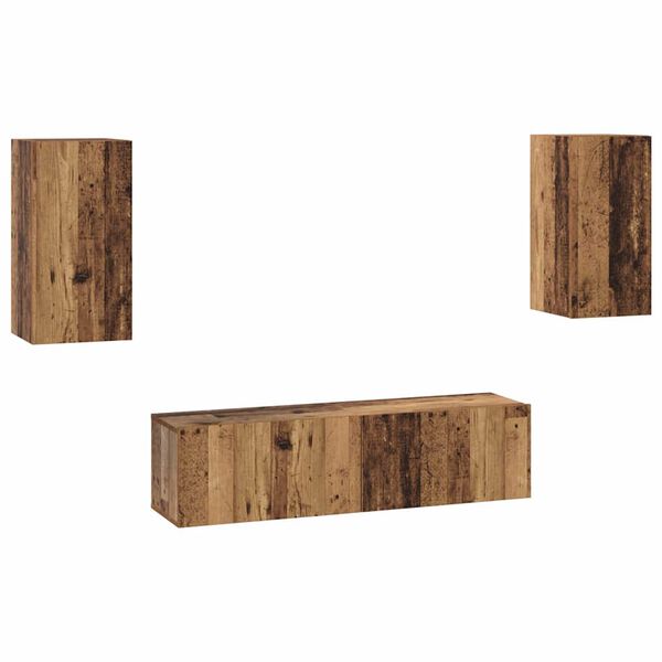 vidaXL Tv-meubelset Wandgemonteerd 4 pcs Oud Hout Bewerkt hout
