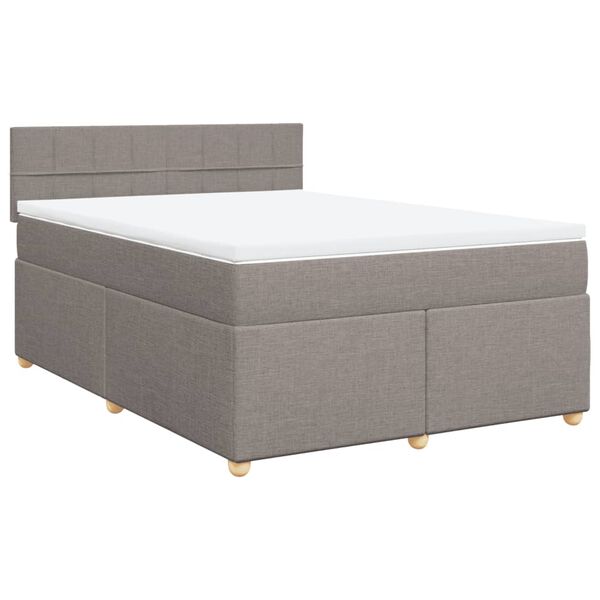 vidaXL Boxspring met matras stof taupe 160x200 cm