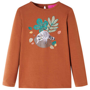 Kindershirt met lange mouwen 128 cognackleurig