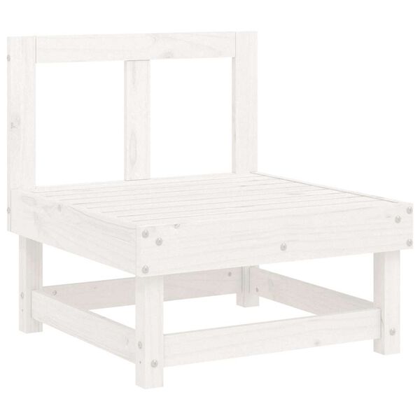 vidaXL Middenbank met kussens massief grenenhout wit