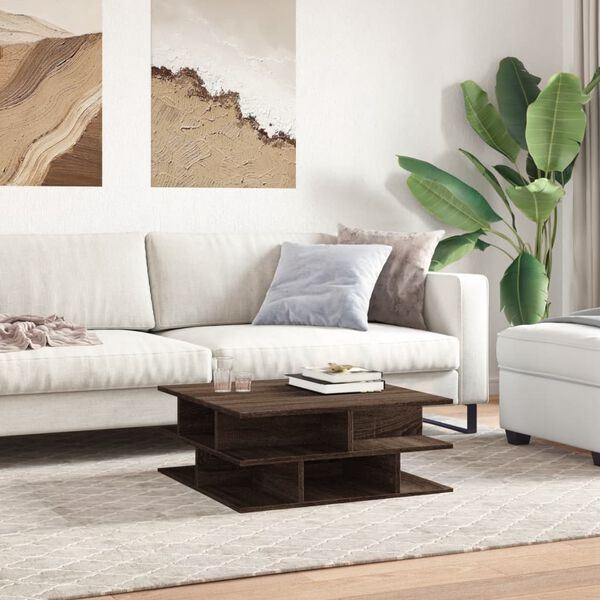 vidaXL Salontafel 70x70x29 cm bewerkt hout bruin eikenkleur