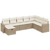 vidaXL 8-delige Loungeset met kussens poly rattan beige
