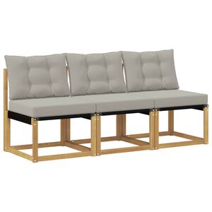 vidaXL 3 st Buiten Midden Sofa Massief acaciahout en Textilene Stof
