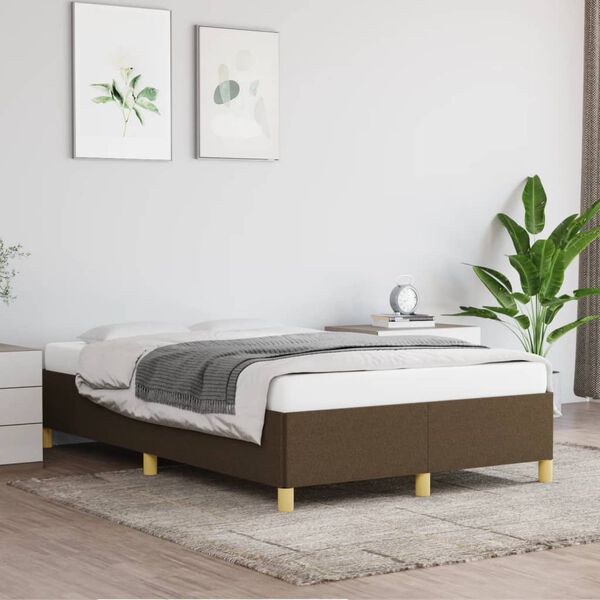 vidaXL Bedframe zonder matras 120x190 cm stof donkerbruin