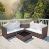 vidaXL 4-delige Loungeset met kussens poly rattan bruin